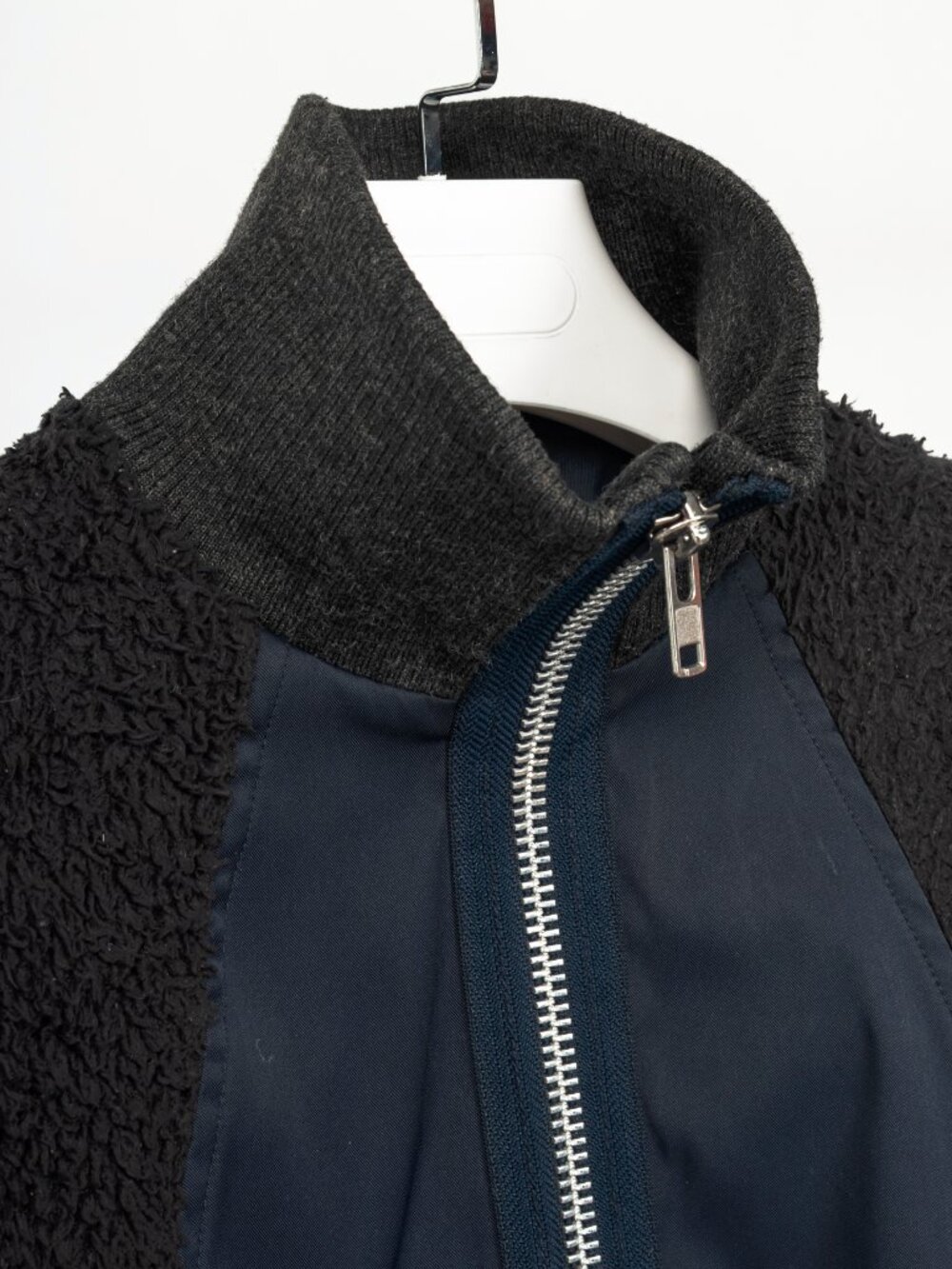 Y-3 AW14 Runway Navy & Black Mixed-Media Bomber Jacket - Picture 9 of 13